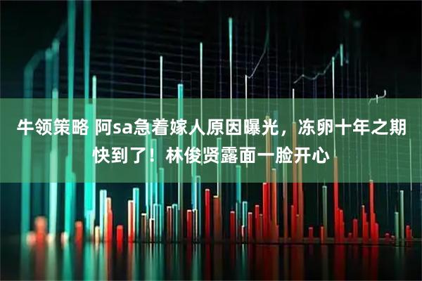 牛领策略 阿sa急着嫁人原因曝光，冻卵十年之期快到了！林俊贤露面一脸开心